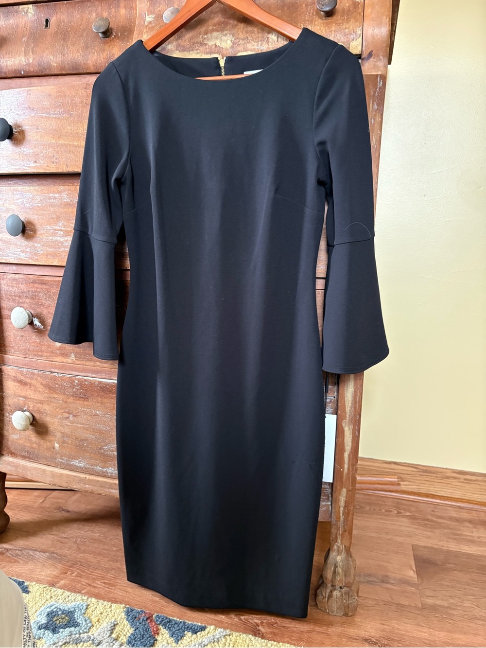 Calvin Klein Black Bell Sleeve Sheath Dress